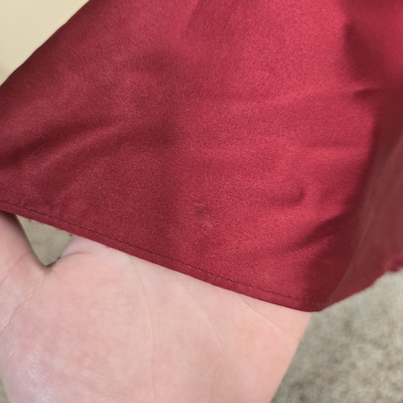 B. Darlin Women's Red Satin Sequin Halter Top Side Slit Maxi Dress Gown Sz 3/4 - Picture 15 of 16